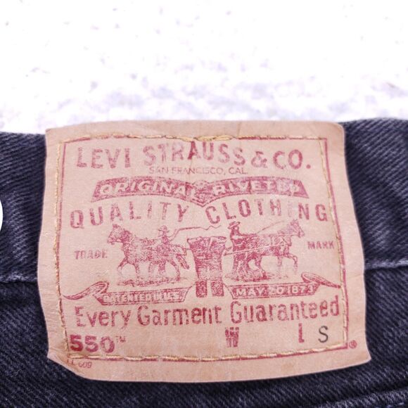 Levis 550 Jean Shorts Womens Size 16 Black Mid Rise 90s Straight VTG Y2K - Picture 7 of 9